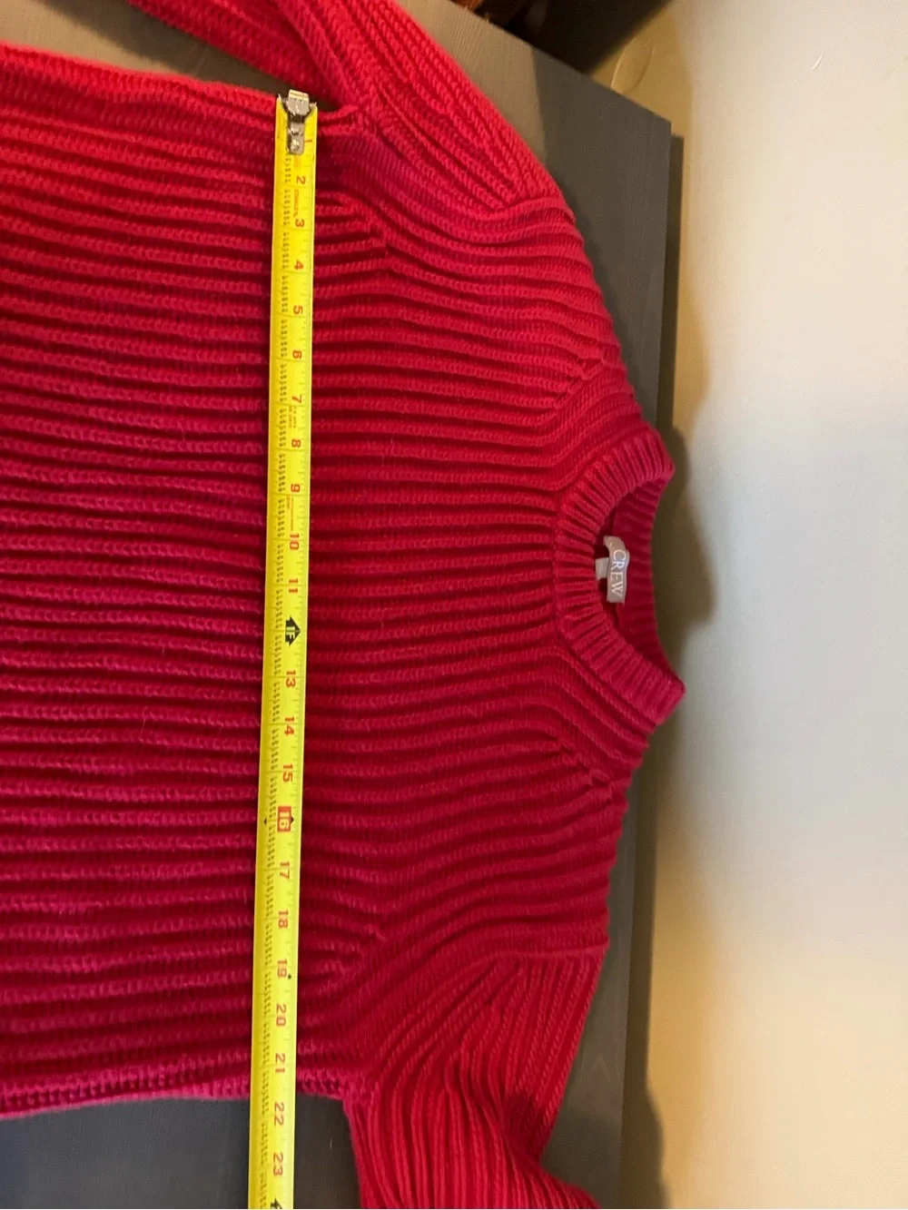 J. Crew Heritage Cotton Fisherman Red Ribbed Crewneck Sweater